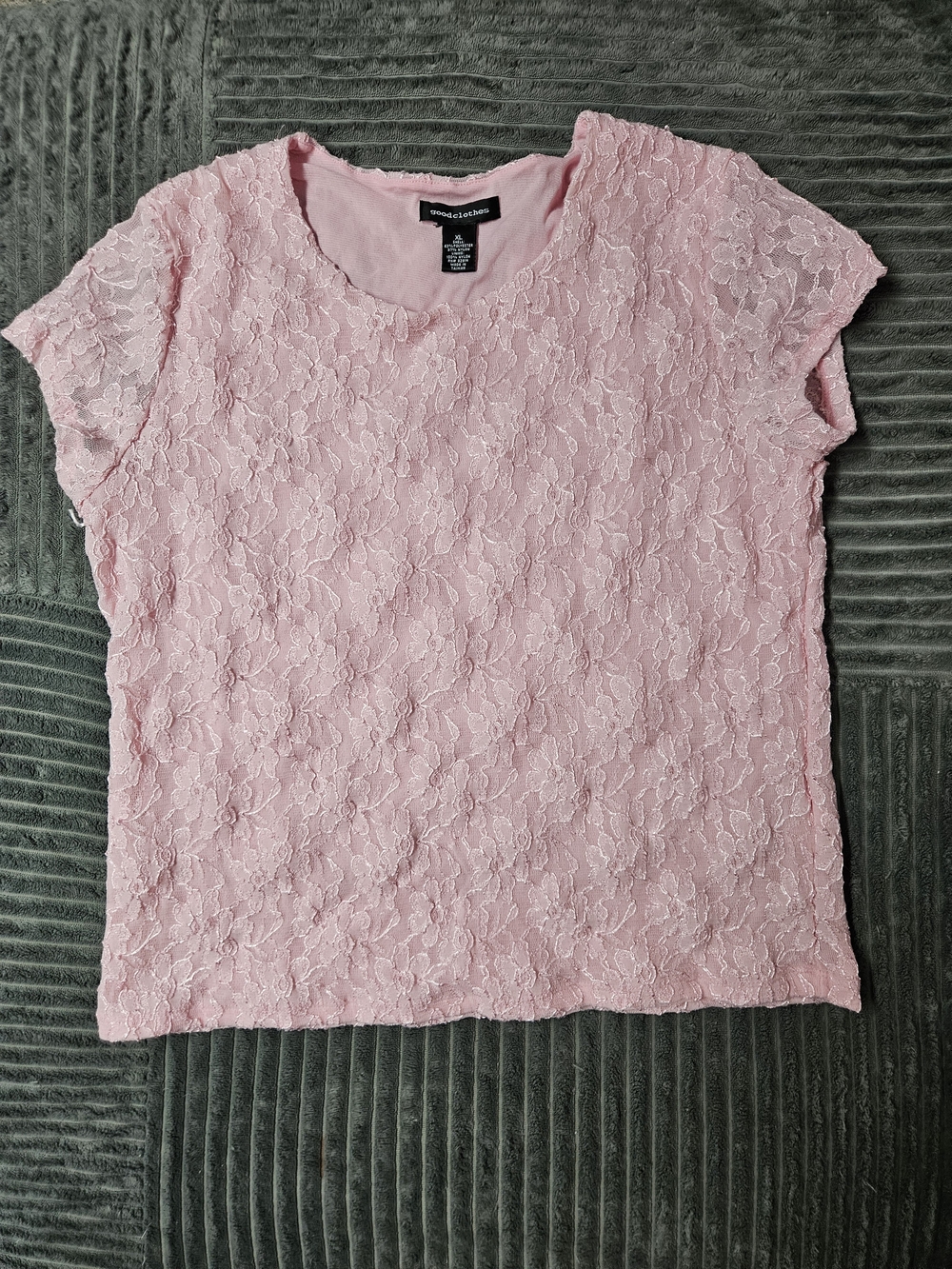 good clothes Pink Lace Cap-Sleeve Blouse